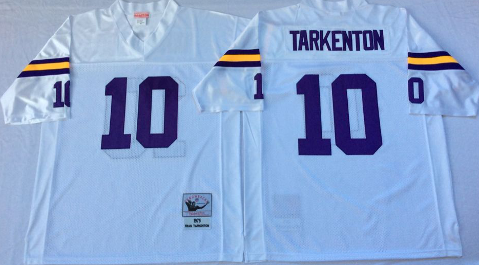 Men NFL Minnesota Vikings #10 Tarkenton white Mitchell Ness jerseys->minnesota vikings->NFL Jersey